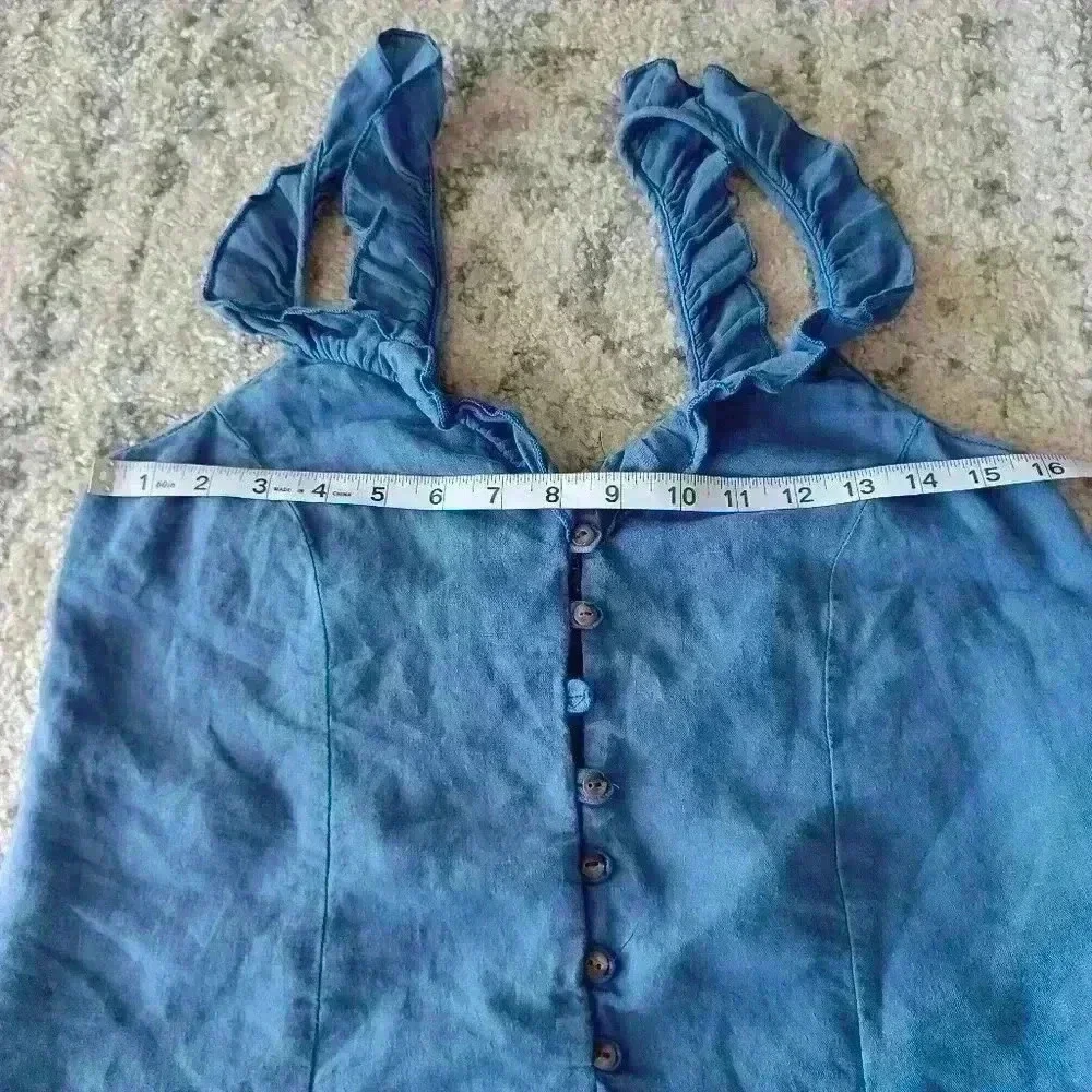 Zara Womens Blue Ruffled Tank Romper S
